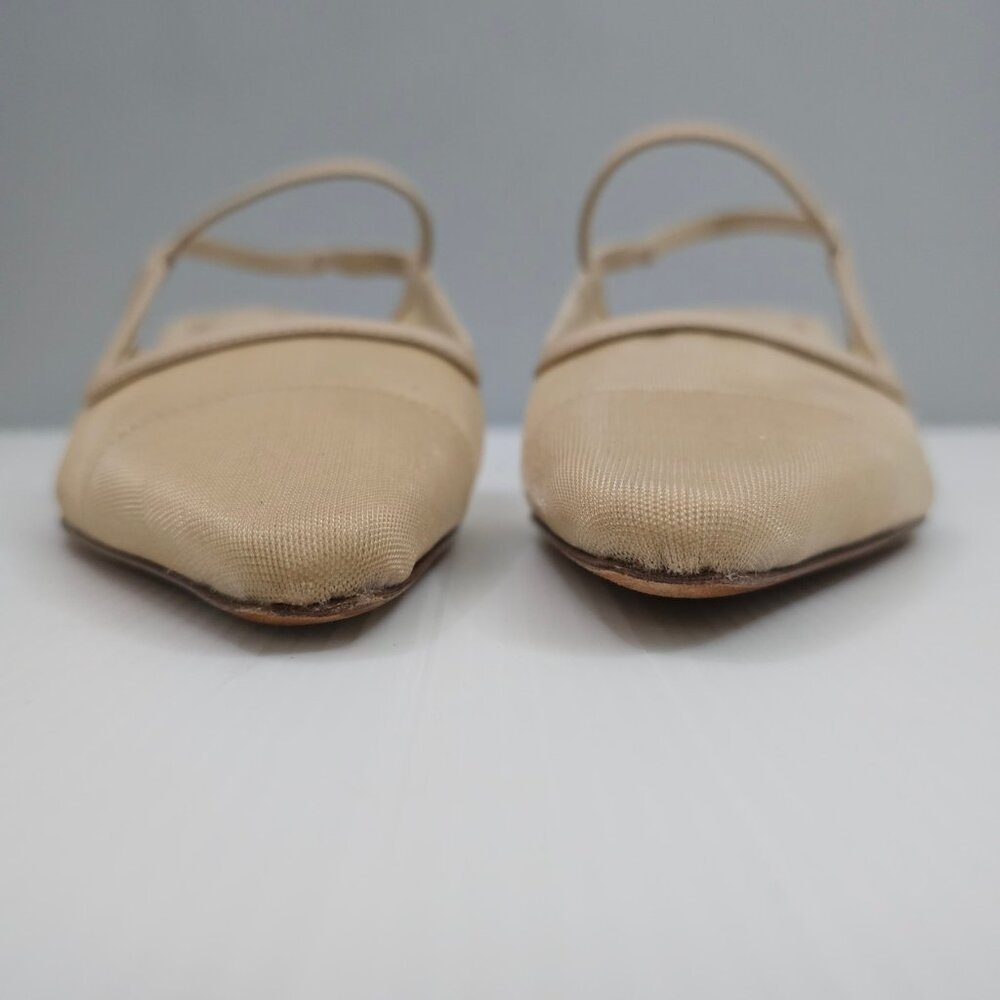 Vince Venice Slingback Kitten Heel Sandal Womens 9 Birch Sand Mesh Leather - Picture 6 of 15